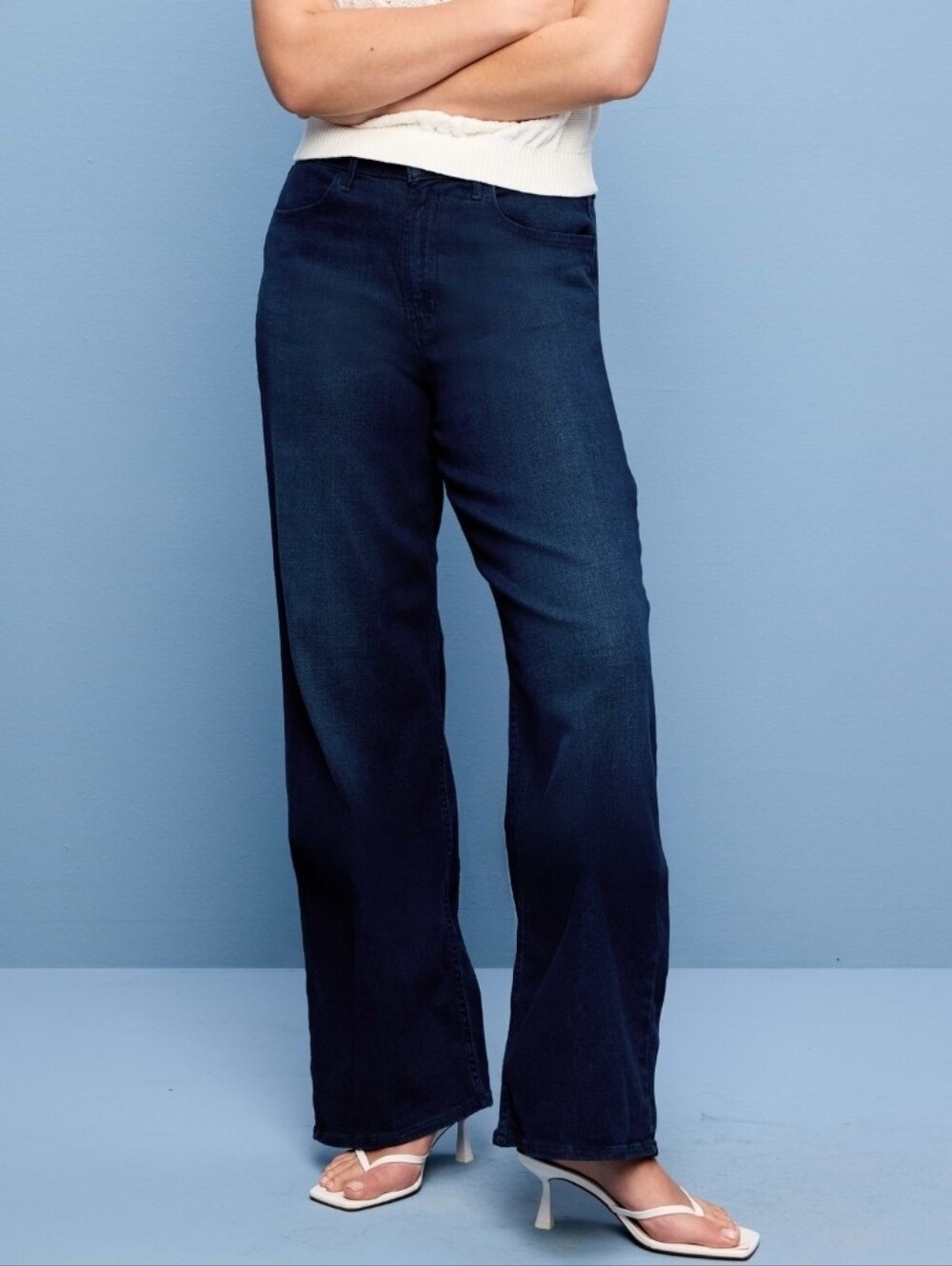 nwt OLD NAVY size 14 TALL Wow Wide Leg Stretch High Rise Dark Blue Denim Jeans